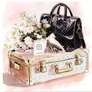 Design District Dainty Flowers Louis Trunk & Chanel Canvas Wall Decor